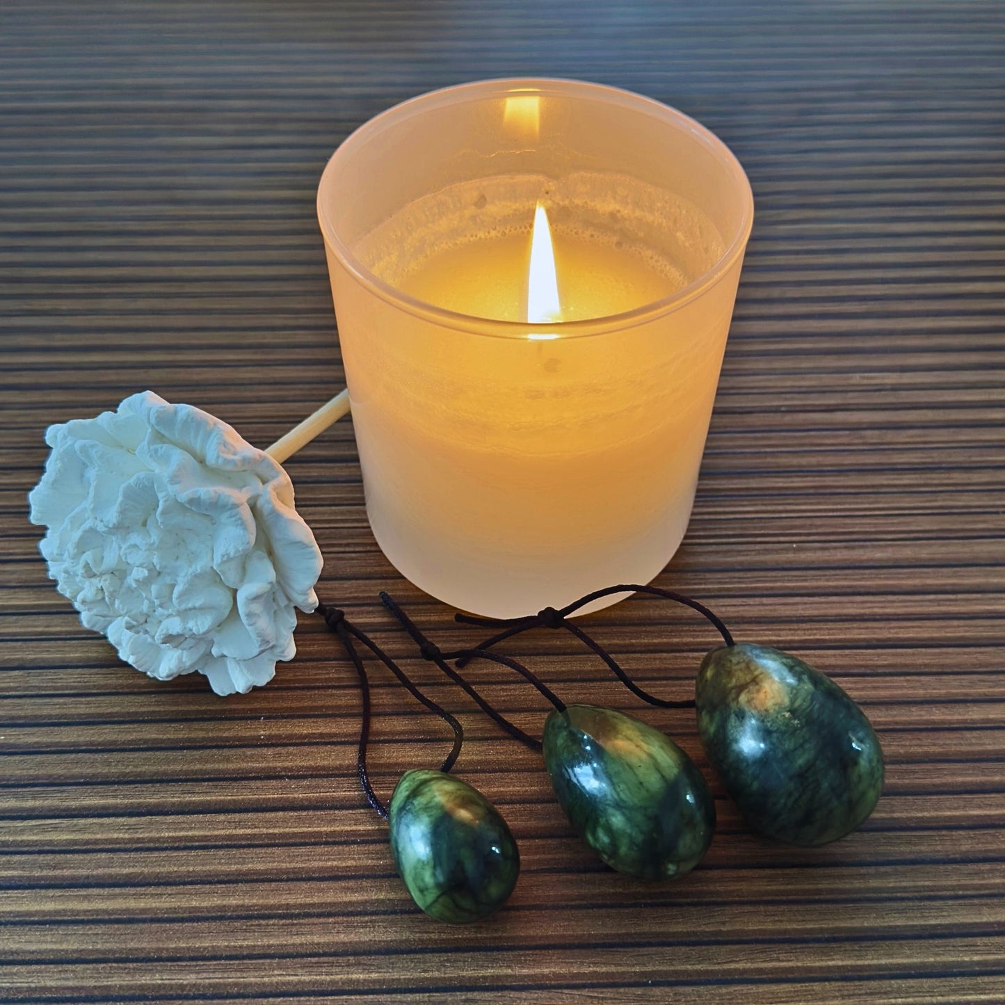 Green Jade Yoni Egg Set – 3 Piece Drilled Yoni Eggs – Natural Healing Crystal – Kegel Exercise Pelvic Floor Strengthening