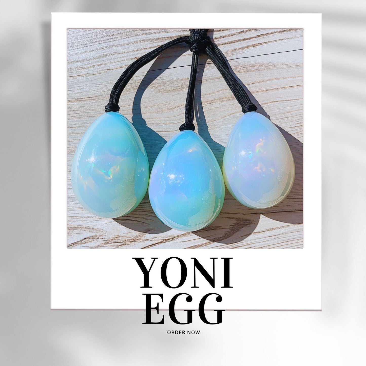 Opalite Yoni Egg Set – 3 Piece Drilled Yoni Eggs Natural Healing Crystal Kegel Exercise Pelvic Floor Strengthening Jade Vaginal Ball Set