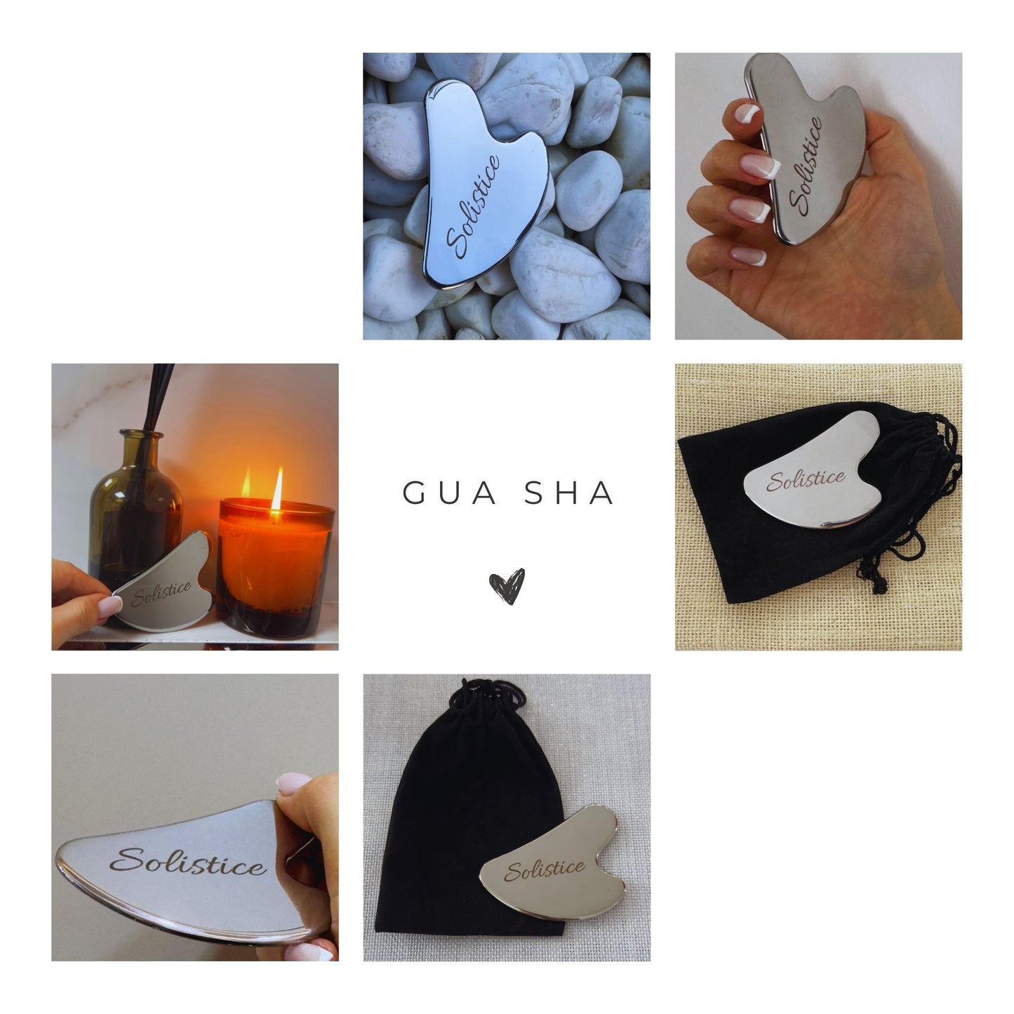 Stainless Steel Gua Sha Scraper – Metal Facial & Body Massage Tool for Lymphatic Drainage, Puffiness Reduction, and Skin Tightening